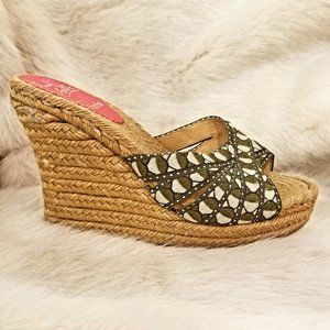 Louboutin Woven Wedge Heels